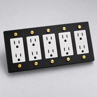 Duplex Outlet — Matte Black & Brass · 5-Gang · Duplex – White — configuration render