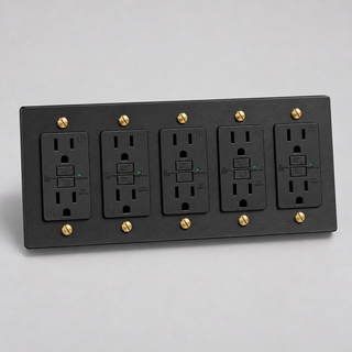 Aure Maison Matte Black & Brass · 5-Gang · GFCI – Black — configuration render