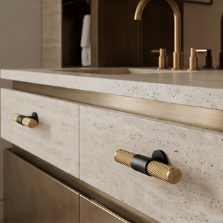 Aure Dalton T-Bar Knob – Matte Black / Brass