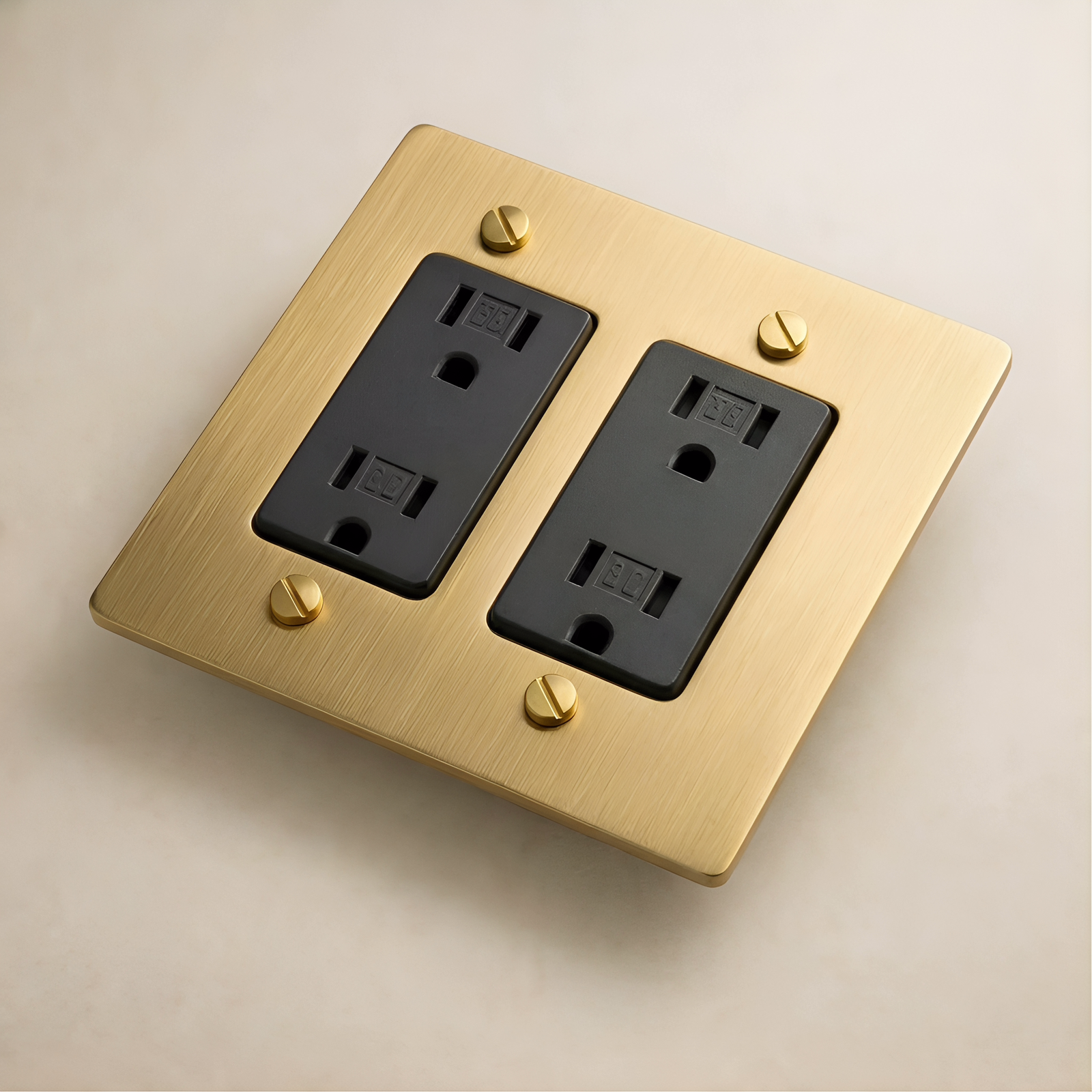 Satin Brass Duplex Outlet - 2G