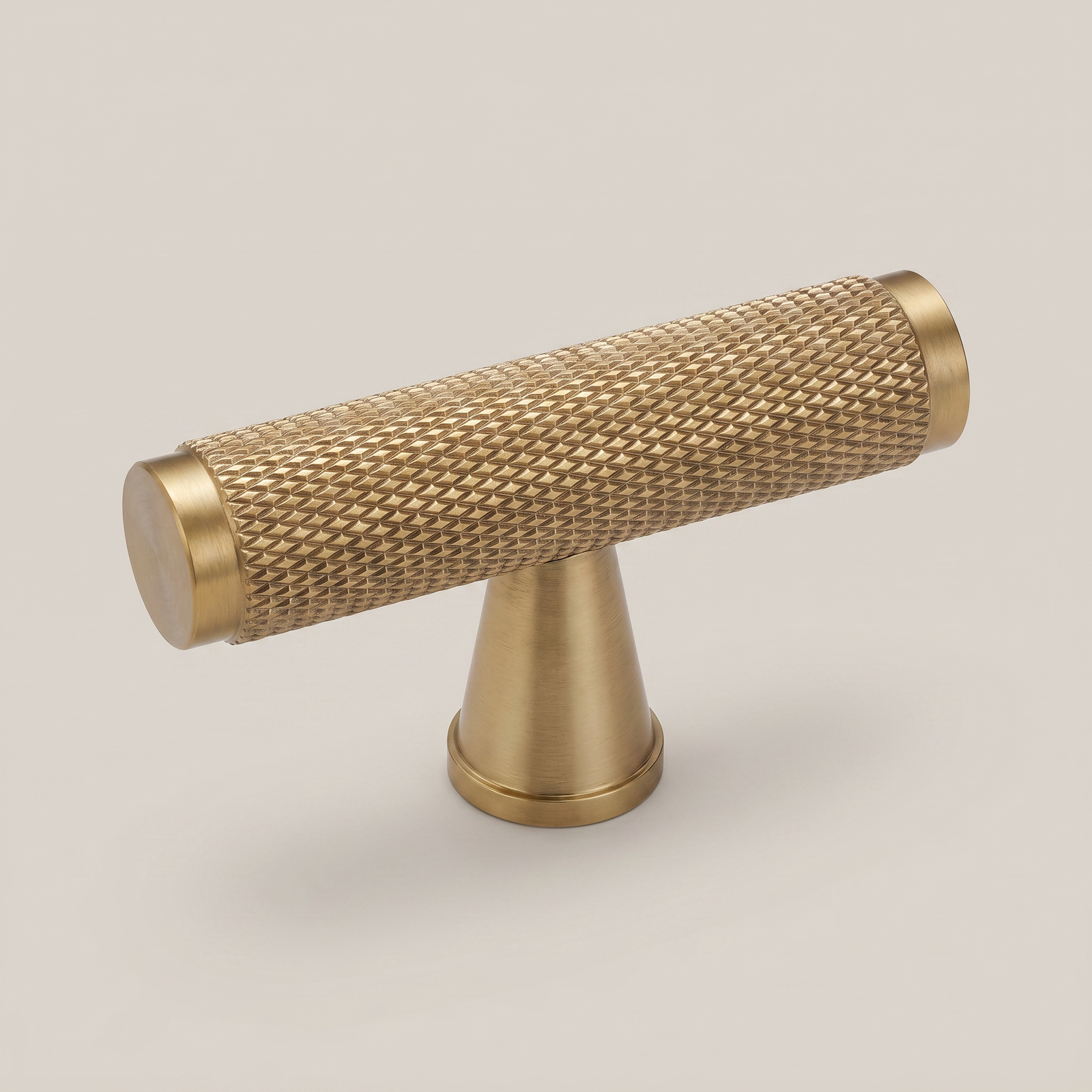 Aure Mercer T-Bar Knob - Knurled - Satin brass