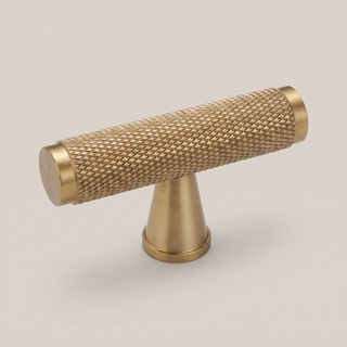 Aure Mercer T-Bar Knob - Knurled - Satin brass
