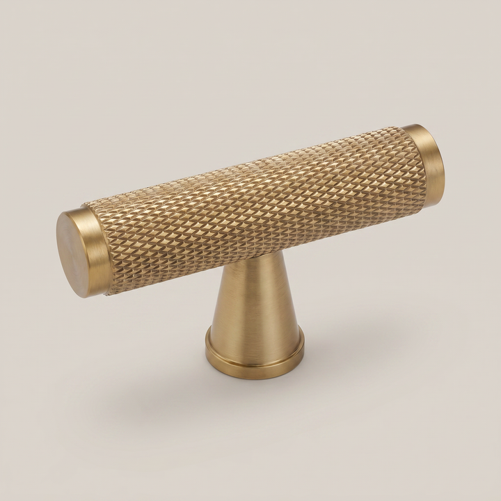 Aure Mercer T-Bar Knob - Knurled -  Satin Brass