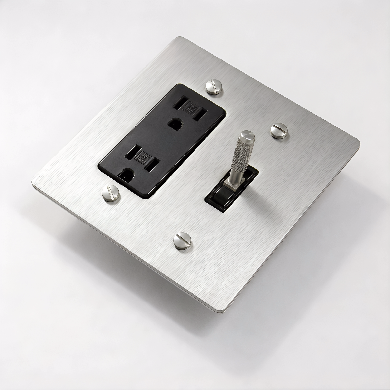 Stainless Steel Toggle Switch + Outlet 2G