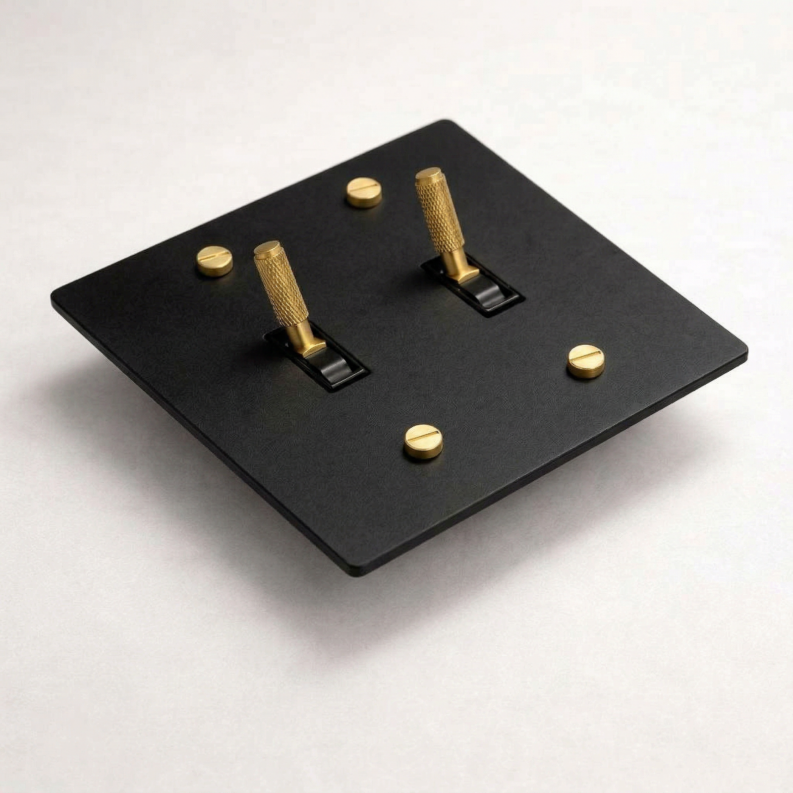 Matte Black & Brass Toggle Switch - 2G