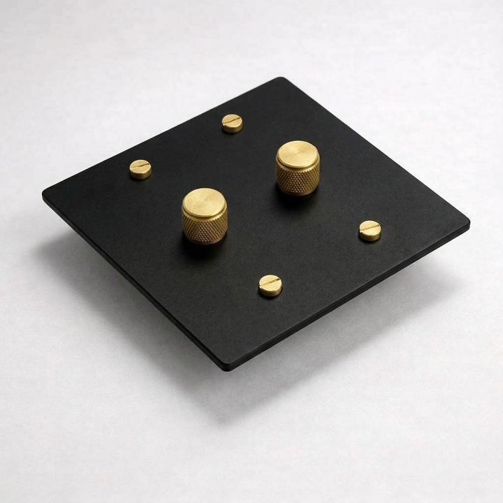 Matte Black & Brass Dimmer - 2G
