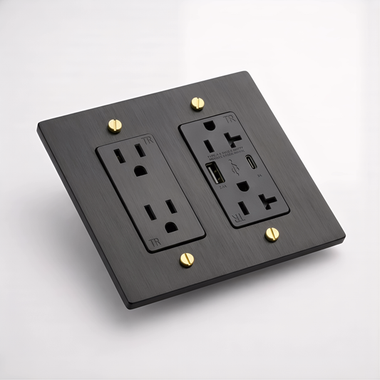Ivory White & Brass Outlet + Outlet with USB-C & USB-A 2G