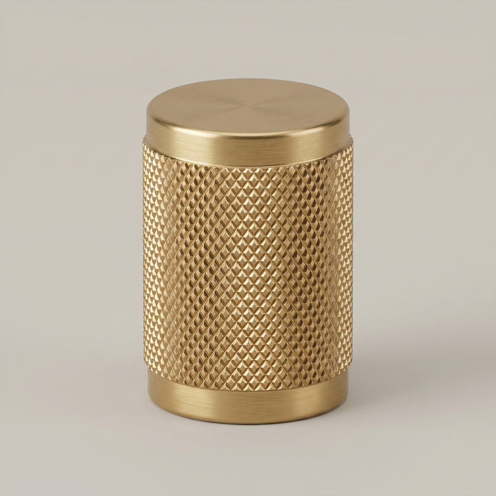 Aure Mercer Knob - Knurled -  Satin Brass