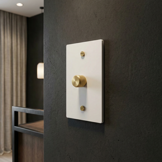 Ivory White & Brass Dimmer - 1G