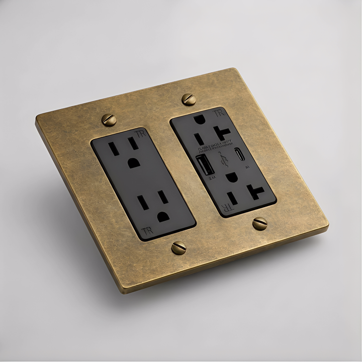 Agep Brass Outlet + Outlet with USB-C & USB-A 2G