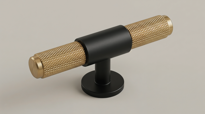 Aure Dalton T-Bar Knob – Matte Black / Brass
