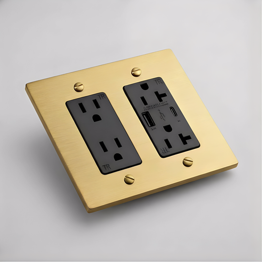 Ivory White & Brass Outlet + Outlet with USB-C & USB-A 2G