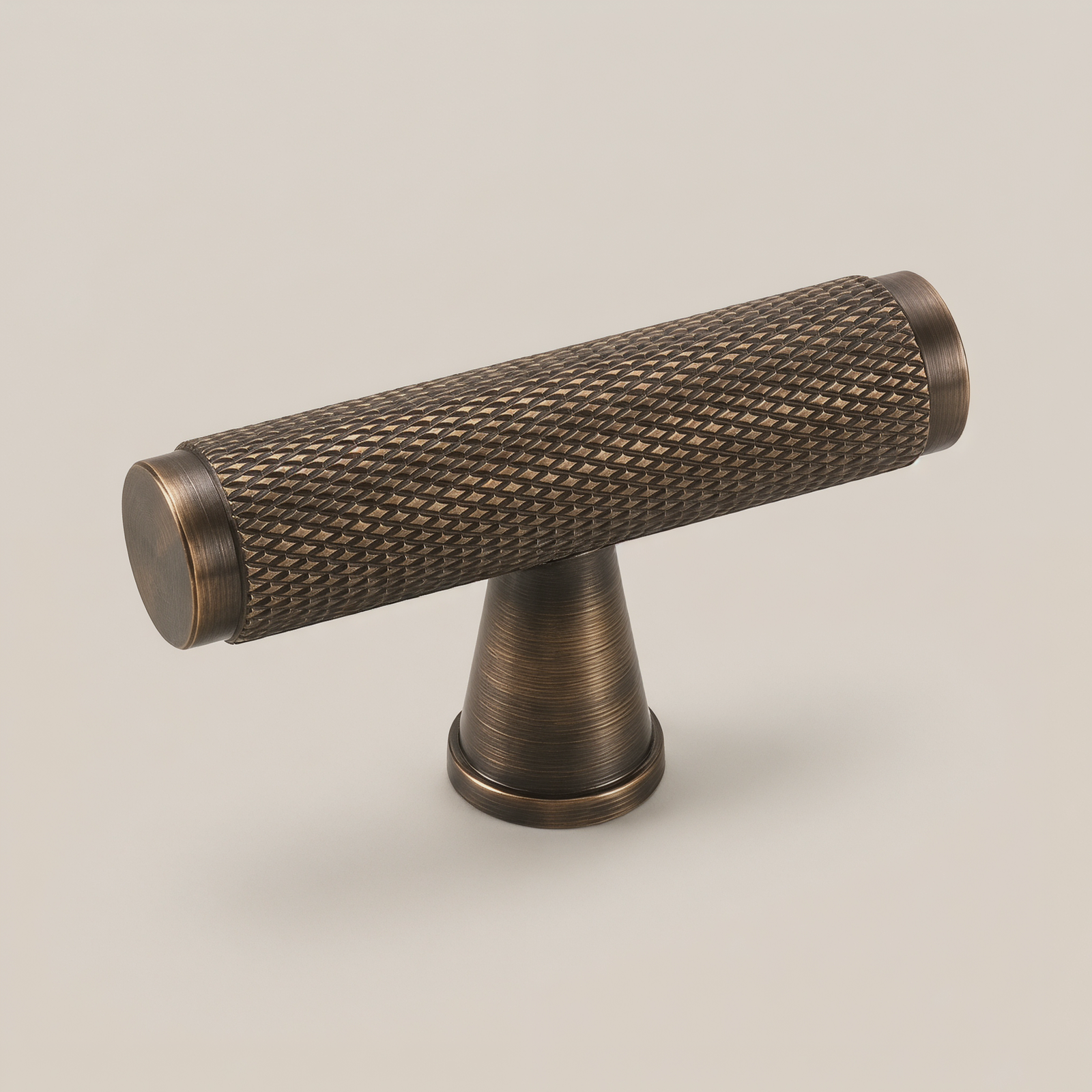Aure Mercer T-Bar Knob - Knurled -  Aged Brass