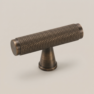 Aure Mercer T-Bar Knob - Knurled - Satin brass