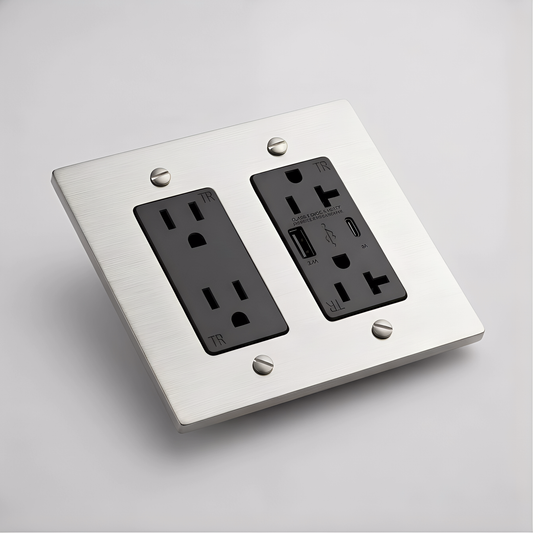 Ivory White & Brass Outlet + Outlet with USB-C & USB-A 2G