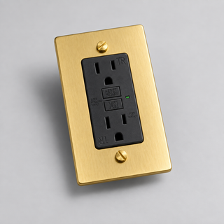 Aure Maison Satin Brass · 1-Gang · GFCI – Black — configuration render