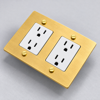 Aure Maison Satin Brass · 2-Gang · Duplex – White — configuration render