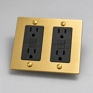 Aure Maison Satin Brass · 2-Gang · GFCI – Black — configuration render