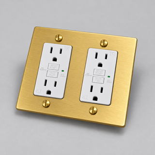 Aure Maison Satin Brass · 2-Gang · GFCI – White — configuration render