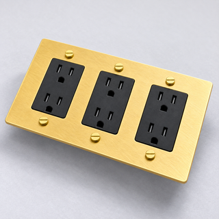 Aure Maison Satin Brass · 3-Gang · Duplex – Black — configuration render