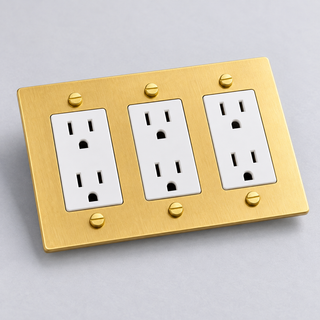 Aure Maison Satin Brass · 3-Gang · Duplex – White — configuration render
