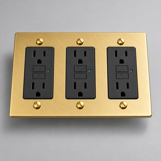Aure Maison Satin Brass · 3-Gang · GFCI – Black — configuration render
