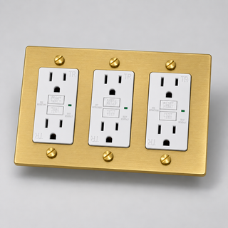 Aure Maison Satin Brass · 3-Gang · GFCI – White — configuration render