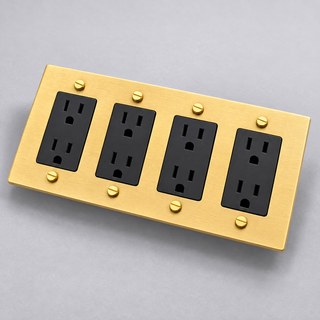 Aure Maison Satin Brass · 4-Gang · Duplex – Black — configuration render