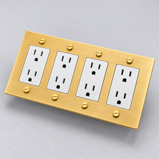 Aure Maison Satin Brass · 4-Gang · Duplex – White — configuration render