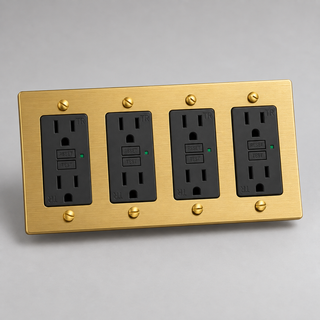 Aure Maison Satin Brass · 4-Gang · GFCI – Black — configuration render