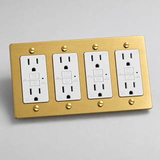Aure Maison Satin Brass · 4-Gang · GFCI – White — configuration render