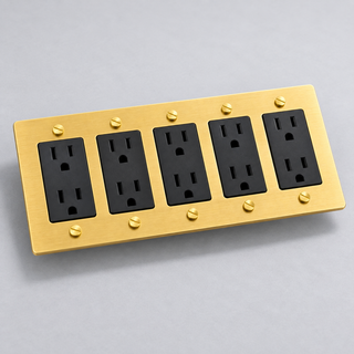 Aure Maison Satin Brass · 5-Gang · Duplex – Black — configuration render
