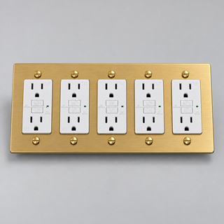 Aure Maison Satin Brass · 5-Gang · GFCI – White — configuration render