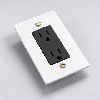 Duplex Outlet — White & Brass · 1-Gang · Duplex – Black — configuration render