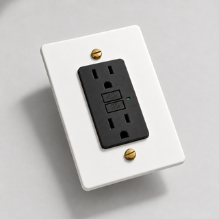 Duplex Outlet — White & Brass · 1-Gang · GFCI – Black — configuration render