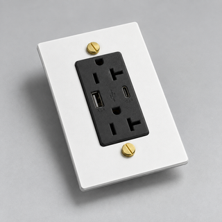 Aure Maison White & Brass · 1-Gang · USB-C/A – Black — configuration render