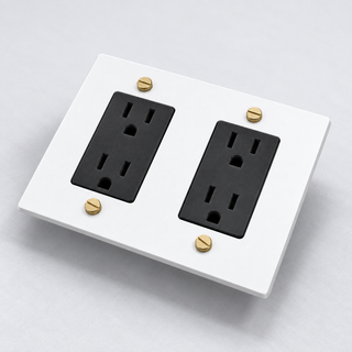 Duplex Outlet — White & Brass · 2-Gang · Duplex – Black — configuration render