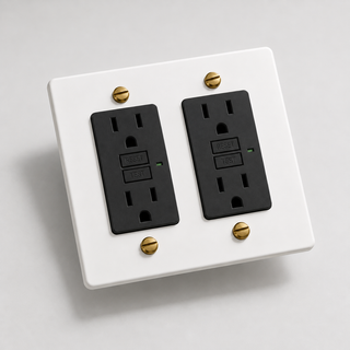 Duplex Outlet — White & Brass · 2-Gang · GFCI – Black — configuration render