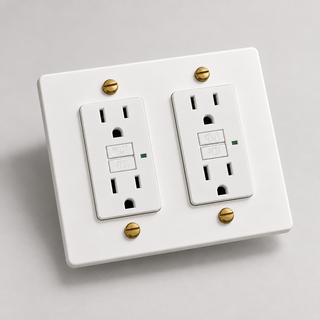 Duplex Outlet — White & Brass · 2-Gang · GFCI – White — configuration render