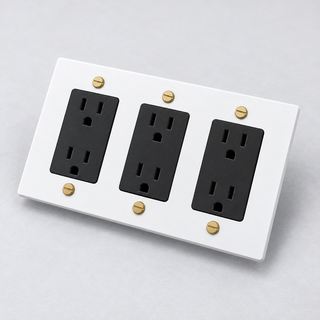 Duplex Outlet — White & Brass · 3-Gang · Duplex – Black — configuration render