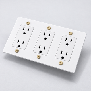 Duplex Outlet — White & Brass · 3-Gang · Duplex – White — configuration render