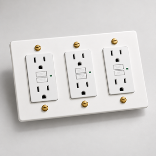 Duplex Outlet — White & Brass · 3-Gang · GFCI – White — configuration render