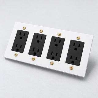 Duplex Outlet — White & Brass · 4-Gang · Duplex – Black — configuration render