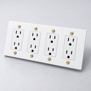 Duplex Outlet — White & Brass · 4-Gang · Duplex – White — configuration render