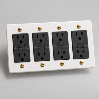 Aure Maison White & Brass · 4-Gang · GFCI – Black — configuration render