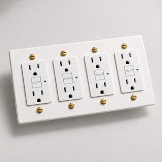 Duplex Outlet — White & Brass · 4-Gang · GFCI – White — configuration render