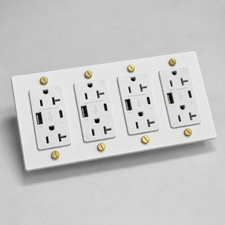 Duplex Outlet — White & Brass · 4-Gang · USB-C/A – White — configuration render