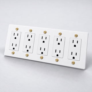 Duplex Outlet — White & Brass · 5-Gang · Duplex – White — configuration render