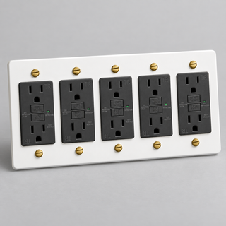 Aure Maison White & Brass · 5-Gang · GFCI – Black — configuration render