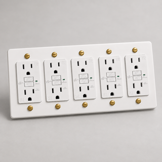Duplex Outlet — White & Brass · 5-Gang · GFCI – White — configuration render
